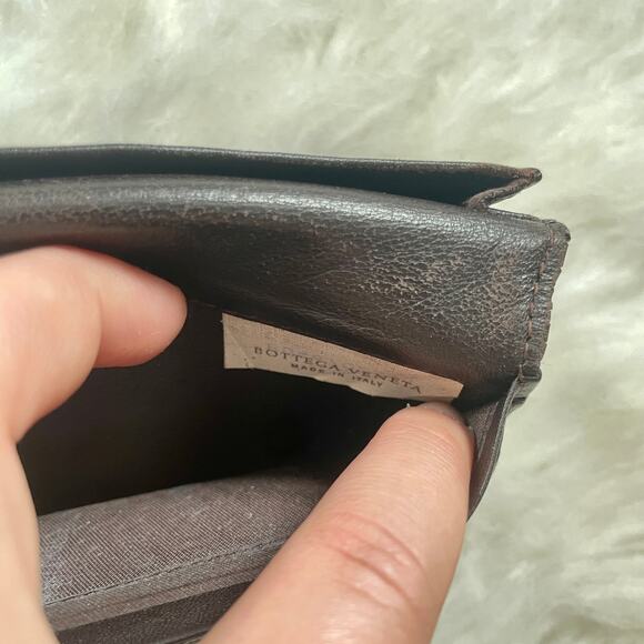 Bottega Veneta Intrecciato Bi-fold Woven Long Dark Brown Vertical Wallet - Picture 14 of 16
